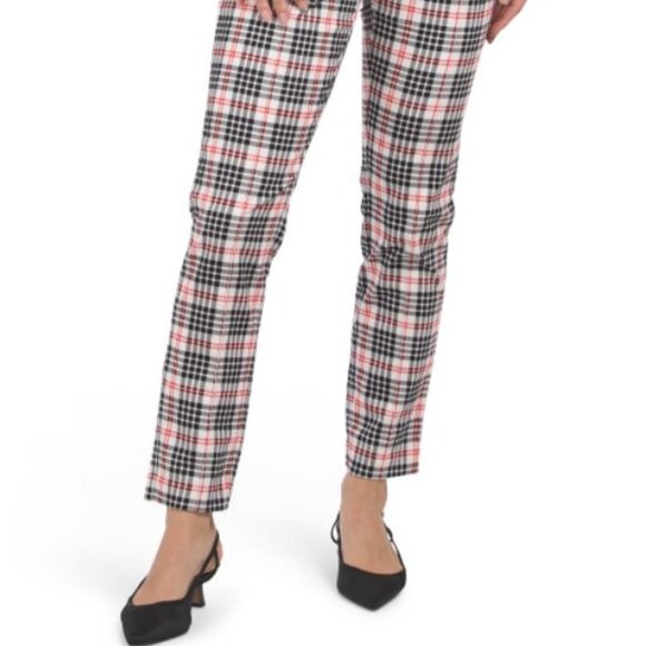 NWT J. McLaughlin Women's Cream Black Red Winthrop Plaid Yara Velvet Pants - Picture 3 of 16